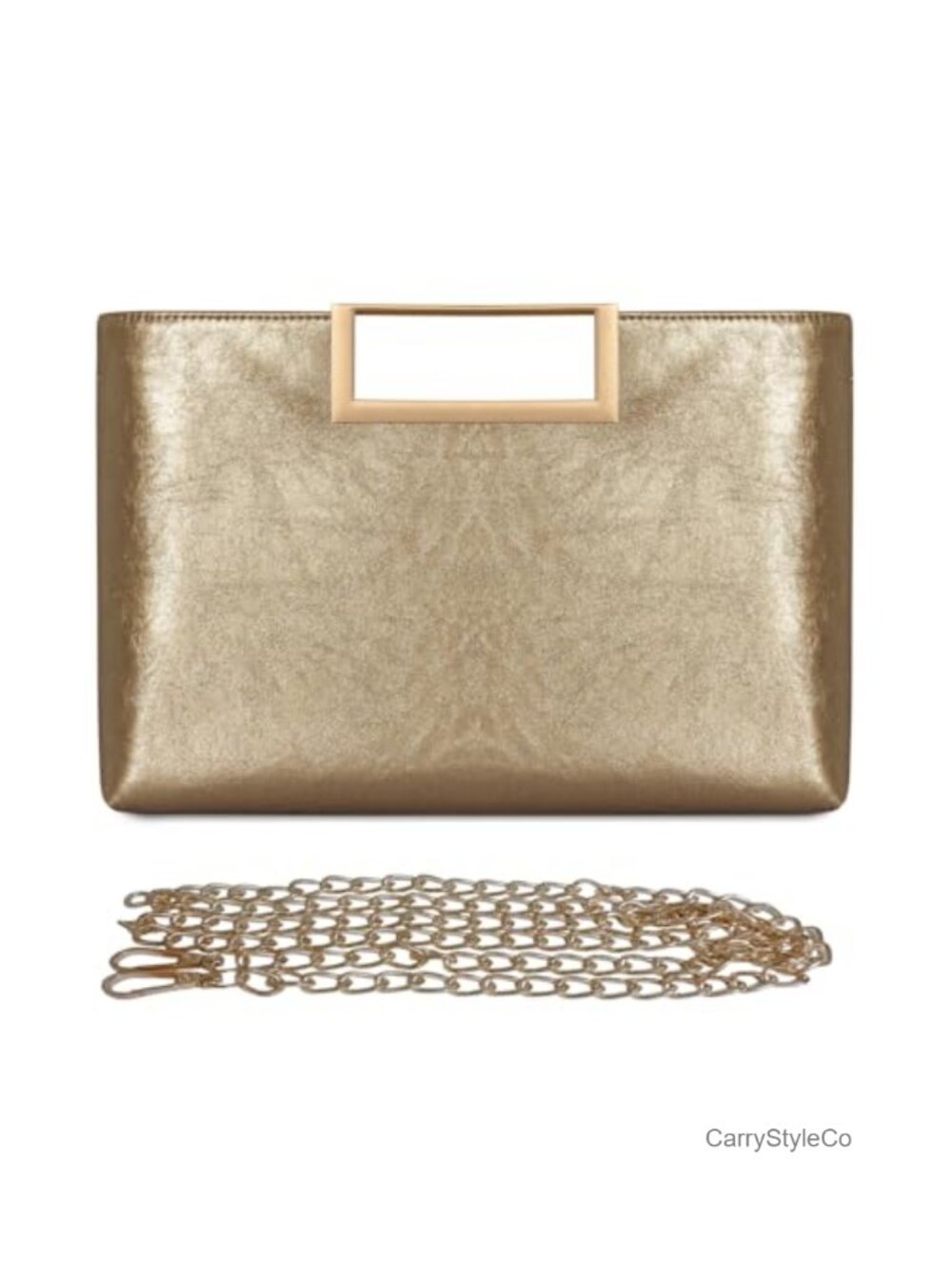 Shiny PU Leather Chain Crossbody Clutch Oversize Women Handbag
